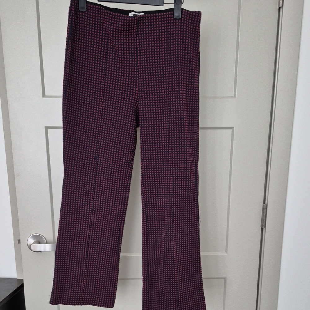 Anthropologie Blue and Burgundy Boot Cut Pants